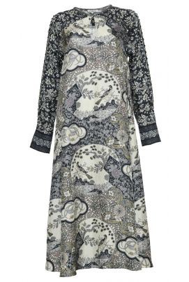 chinese dress ladies LONG SLEEVE MAXI W/ WAIST DETAIL & SKIRT SLIT  Maggy London